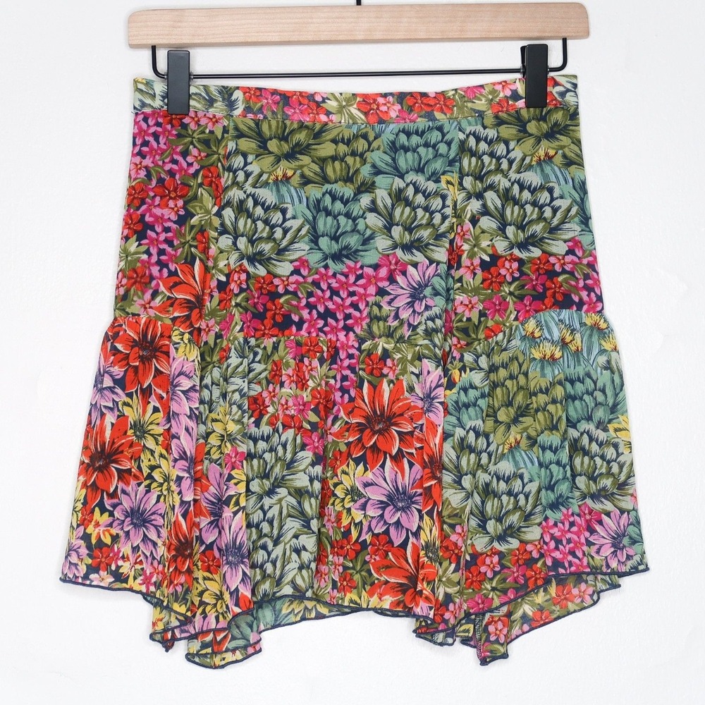 Urban Outfitters Floral Patchwork Mini Skirt in Green, Red, Pink